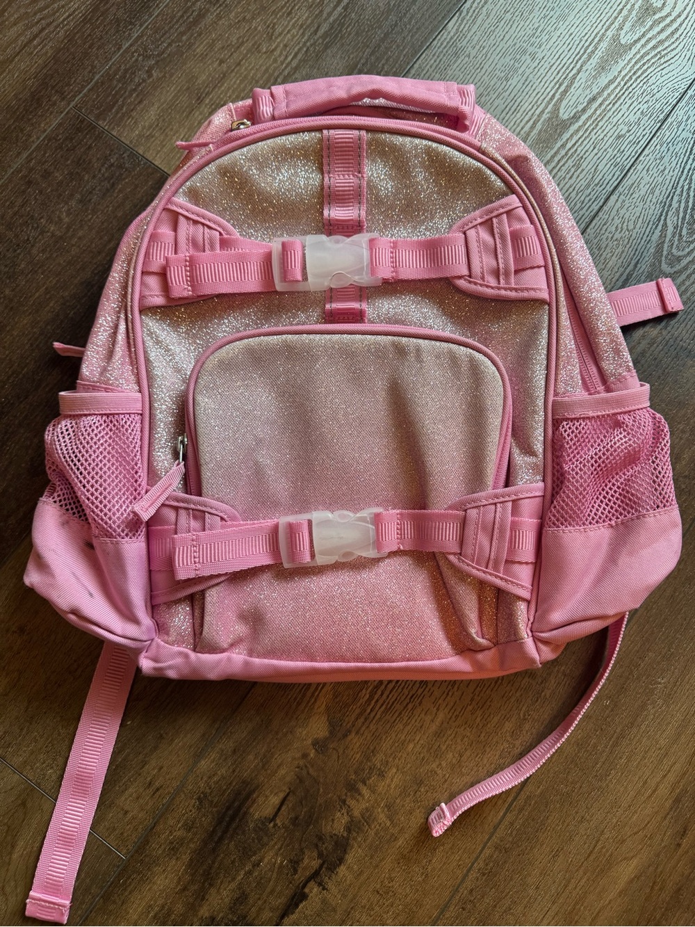 Small sized Pottery Barn Kids pink sparkly backpack